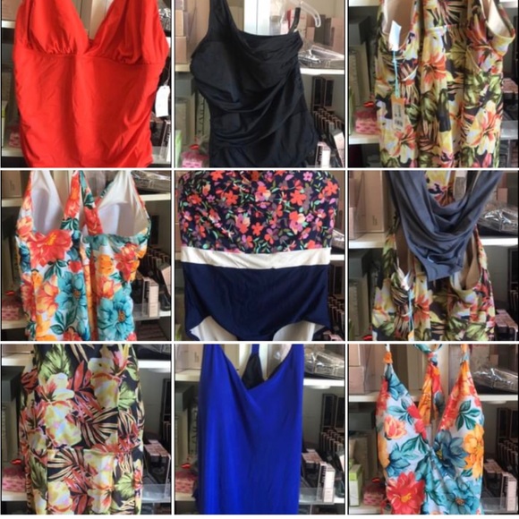 NWT Tankini Two Piece Swimsuit Target Brand Flowered Gray Bottom Plus Size 18-20 - Picture 4 of 4